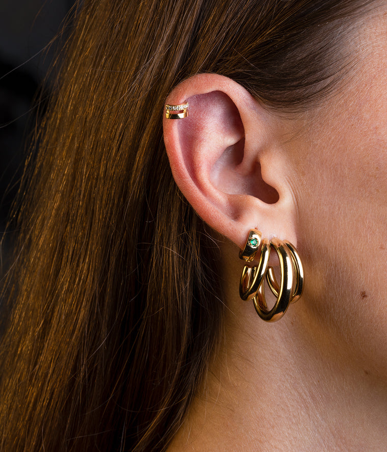 ZAG Bijoux Creolen Dreireihig Leicht 3 cm Gold Plattiert Edelstahl Model
