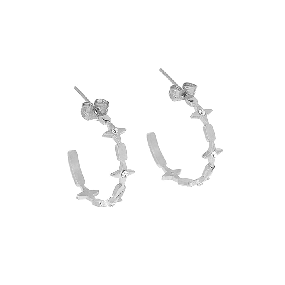 ZAG Bijoux Creolen Stern-Motive Zirkonia-Steine Edelstahl Silber