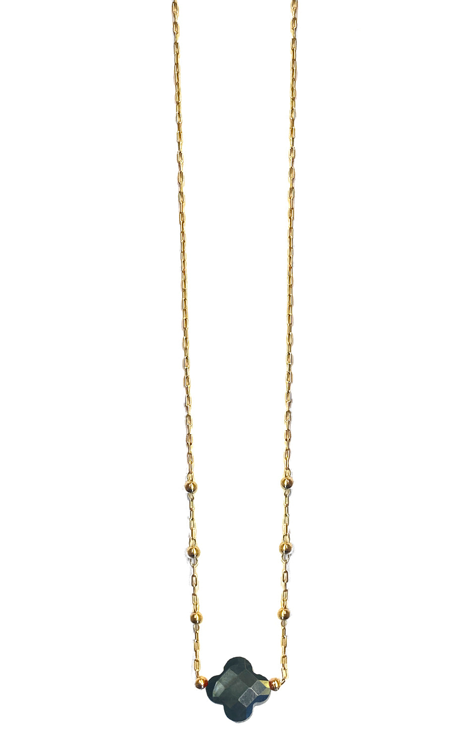 ZAG Bijoux Kette Kleeblatt Perlmutt Grau Facettiert Vergoldet Edelstahl
