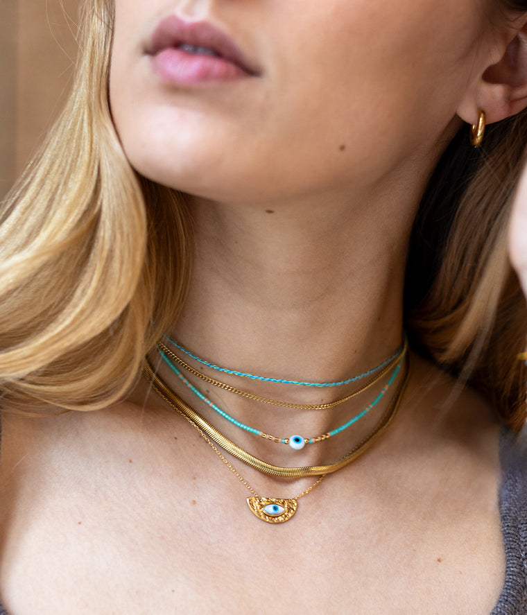 ZAG Bijoux Kette Nazar Eye Anhänger Edelstahl Gold Plattiert Layering-Look