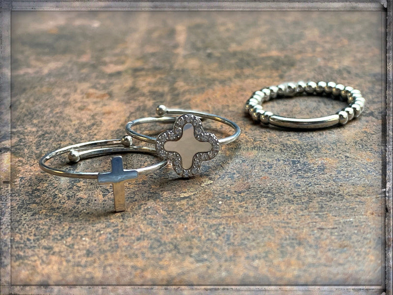 ZAG Bijoux Filigraner Ring Kugeln Edelstahl Gold Plattiert Dehnbar Stacking-Look
