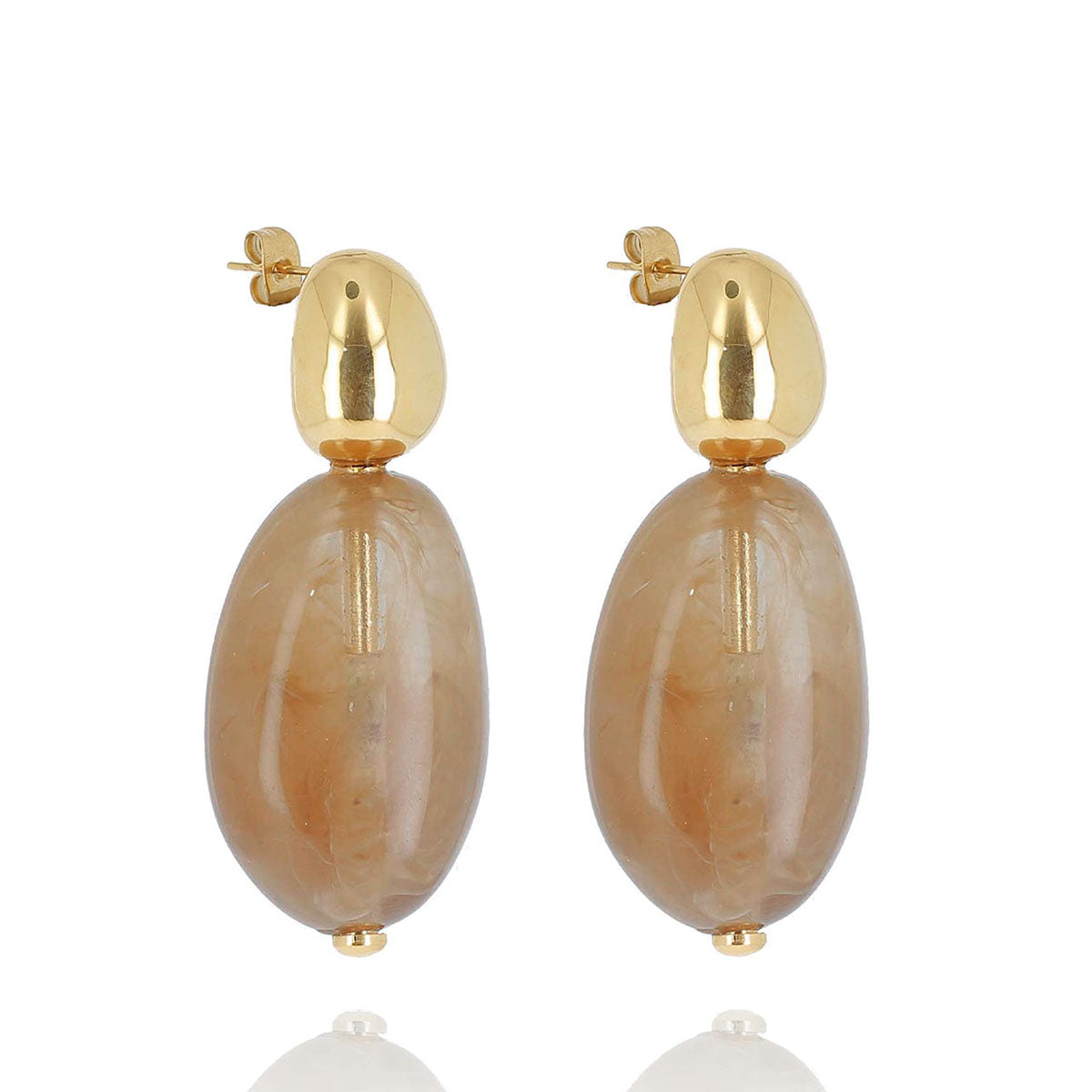 ZAG Bijoux Ohrringe Resin-Tropfen Nude Beige Edelstahl Gold Plattiert
