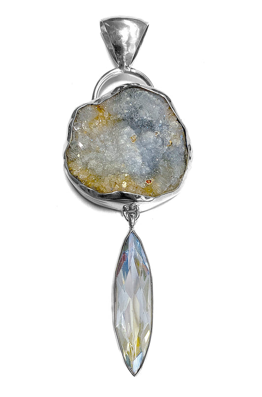 Anhänger | Chalcedon-Rosette | Obsidian Aqua