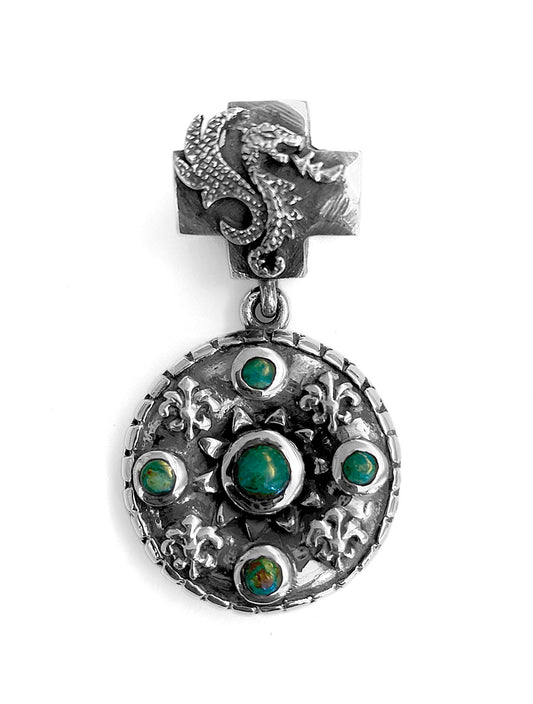 ELFCRAFT | Anhänger | Lilies Coin & Dragon Loop | Chrysocol