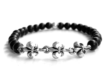 Steinarmband | Onyx | Lily Skull | 3 Lily's
