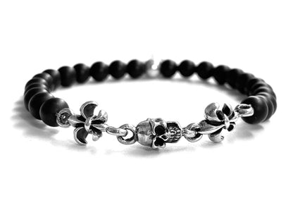 Steinarmband | Onyx | Lily Skull | 3 Lily's