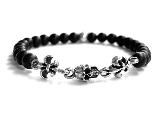 Steinarmband | Onyx | Lily Skull | 3 Lily's
