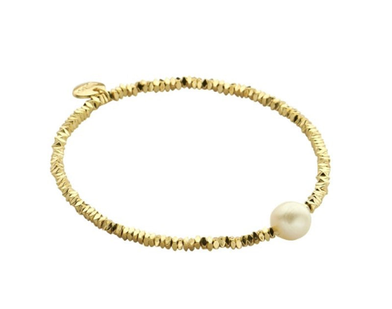 Biba Armband Facettiert Süsswasserperle Vergoldet Stacking Beads Dehnbar