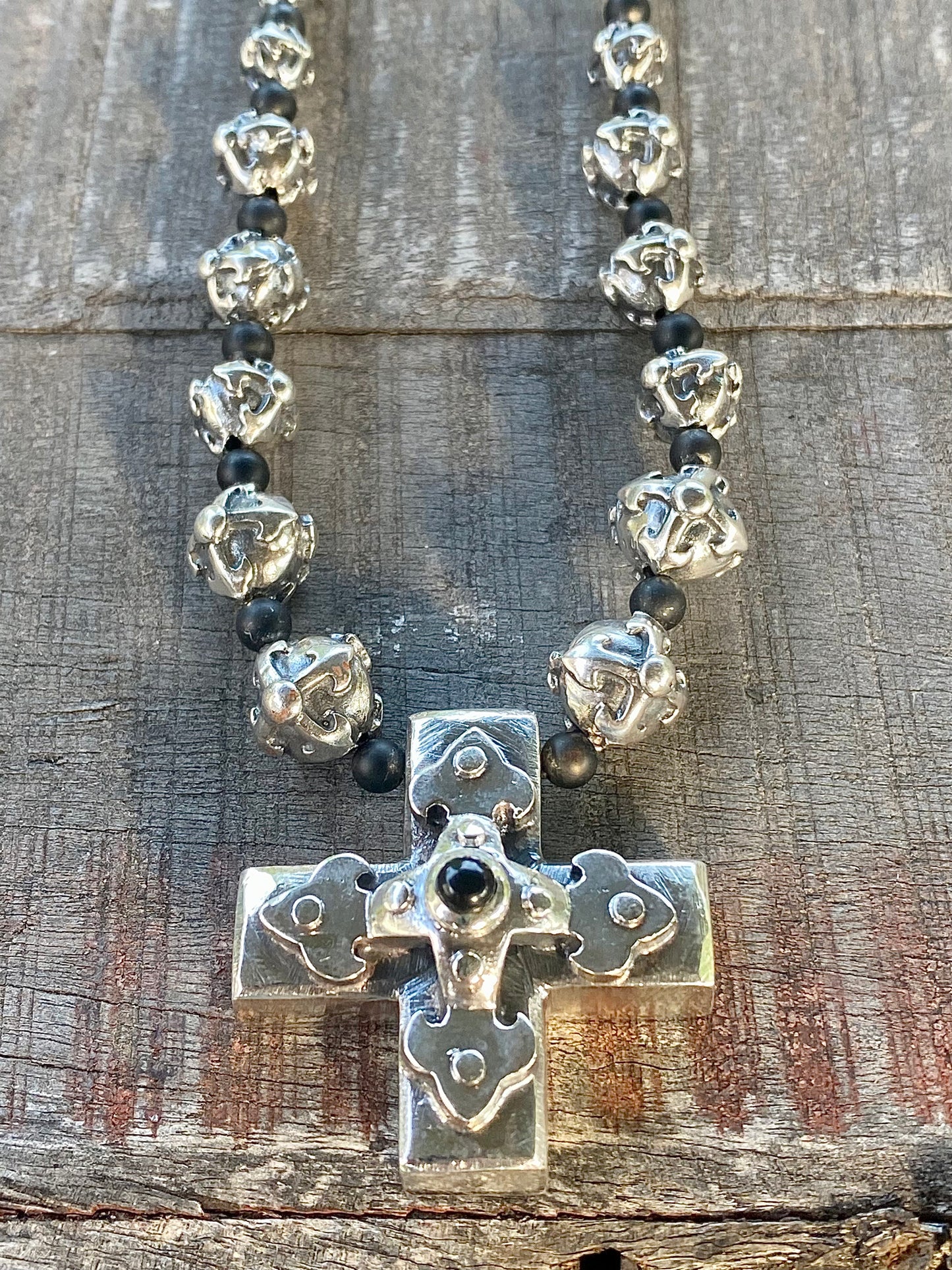 ELFCRAFT | KETTE | Neckchain Erbs XS Fac + 18 Blades Balls | Greek Cross with Blades Cross-Hole