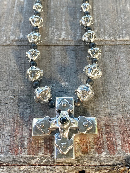 ELFCRAFT | KETTE | Neckchain Erbs XS Fac + 18 Blades Balls | Greek Cross with Blades Cross-Hole
