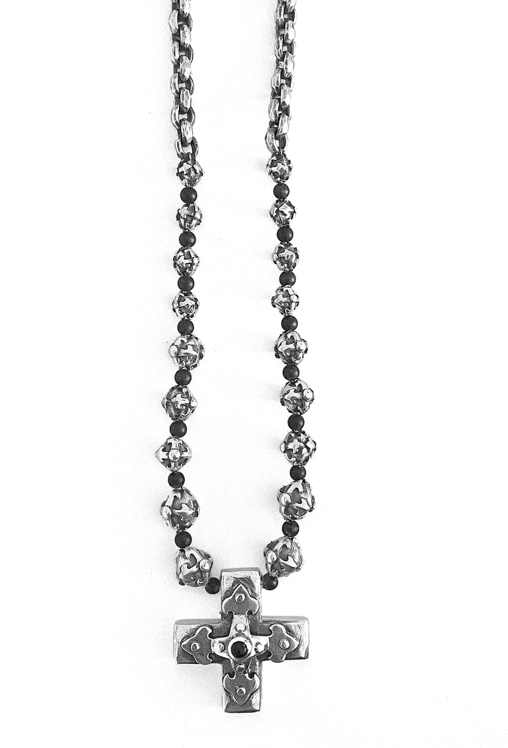 ELFCRAFT | KETTE | Neckchain Erbs XS Fac + 18 Blades Balls | Greek Cross with Blades Cross-Hole