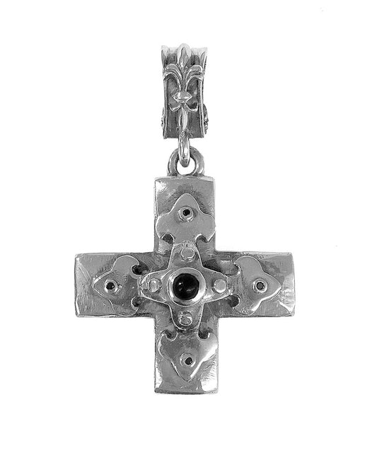 Elfcraft | Anhänger | Kreuz Greek Cross with Blades Cross | Onyx | Black Stones