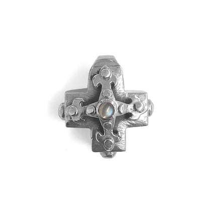 ELFCRAFT | Anhänger Kreuz | Pendant Greek Cross with Blades Cross - Hole | Moonstone