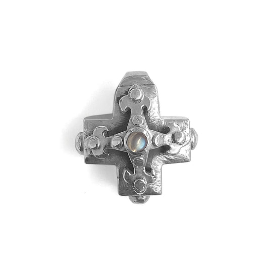 ELFCRAFT | Anhänger Kreuz | Pendant Greek Cross with Blades Cross - Hole | Moonstone