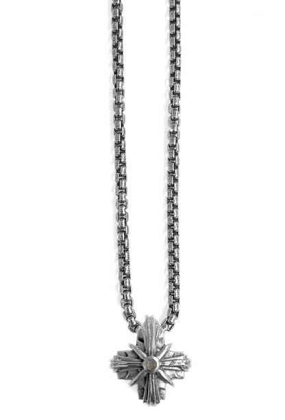 ELFCRAFT | Anhänger Kreuz | Pendant Greek Cross Facetted with Morning Star | Moonstone - Hole