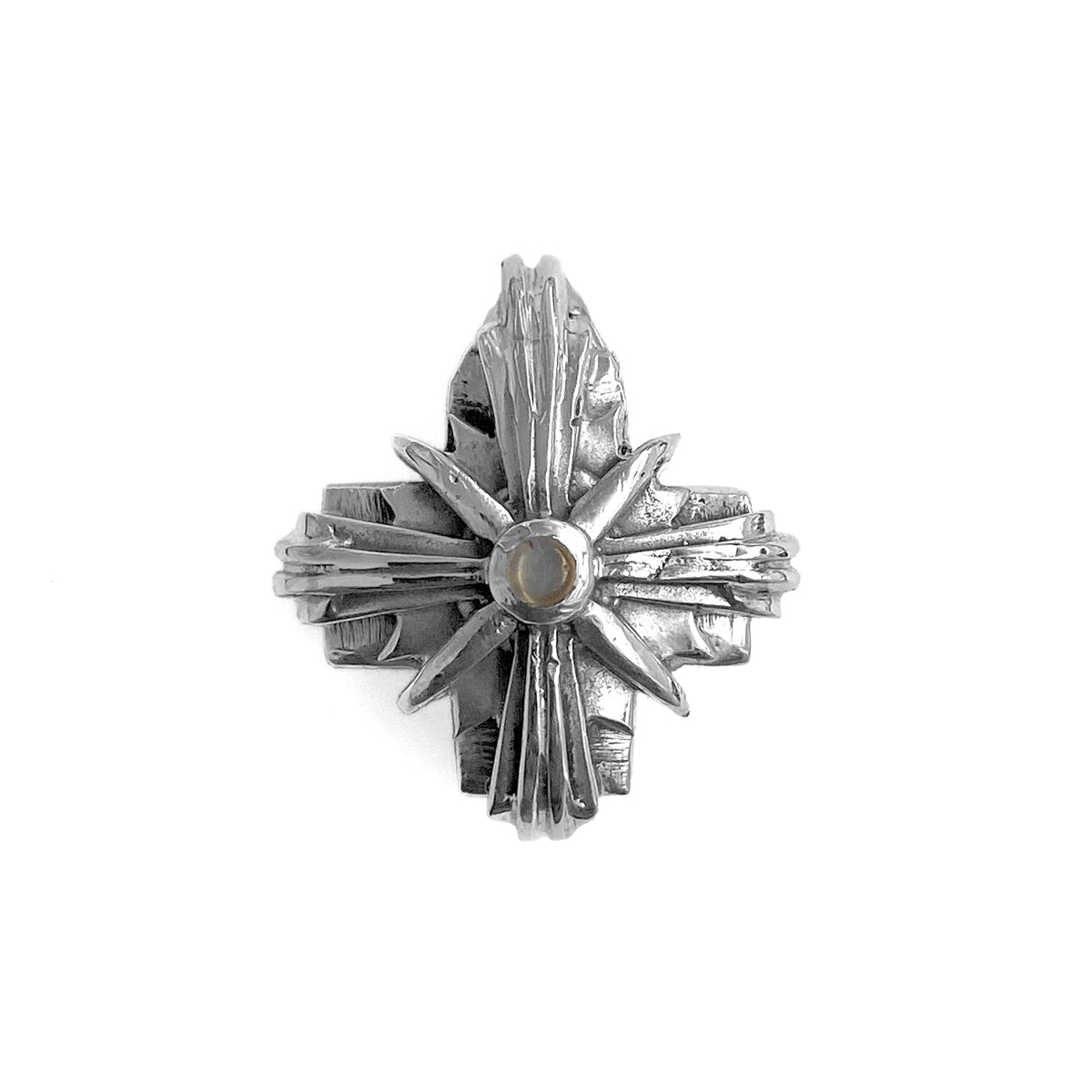 ELFCRAFT | Anhänger Kreuz | Pendant Greek Cross Facetted with Morning Star | Moonstone - Hole
