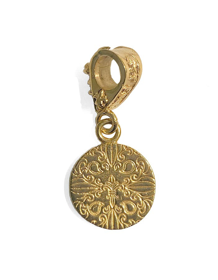 Elfcraft Anhänger Münze Lilien-Öse 925 Sterling Silber 24 ct Gold Plattiert Rückseite