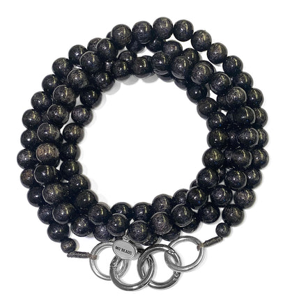 Escapulario Handykette 130 cm Lang Holzperlen Dunkelgrau 12 mm Handmade MO'BEADS 
