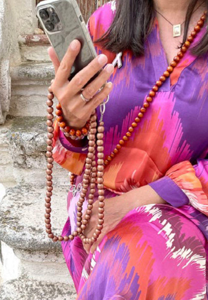 Escapulario Handyketten 130 cm Lang Holzperlen 12 mm Handmade MO'BEADS Model