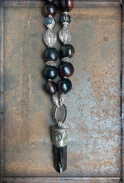 Kette | ETHNO | Seeds & Vintage Pearls | Silver