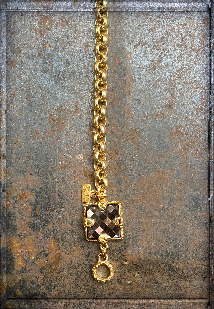 Gem Kingdom Erbsarmband Golden Heritage Kollektion Bronze Vergoldet Perlmutt-Element Facettiert Eckig