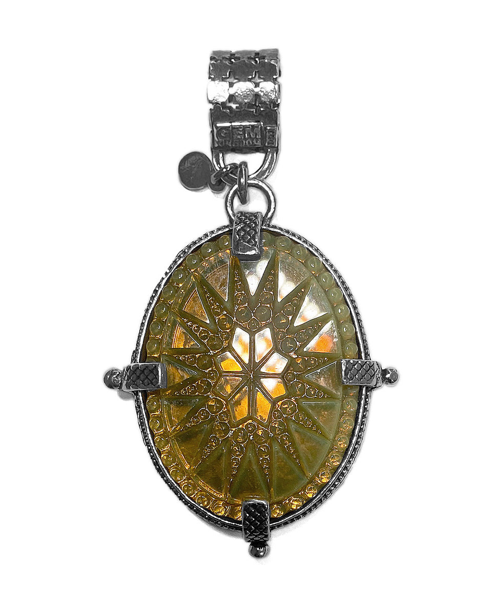 Gem Kingdom Anhänger Doppelseitig Herz-Motiv Horn Bohemian Kristallglas 925 Sterling Silber