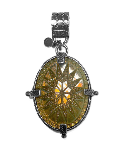 Gem Kingdom Anhänger Doppelseitig Herz-Motiv Horn Bohemian Kristallglas 925 Sterling Silber