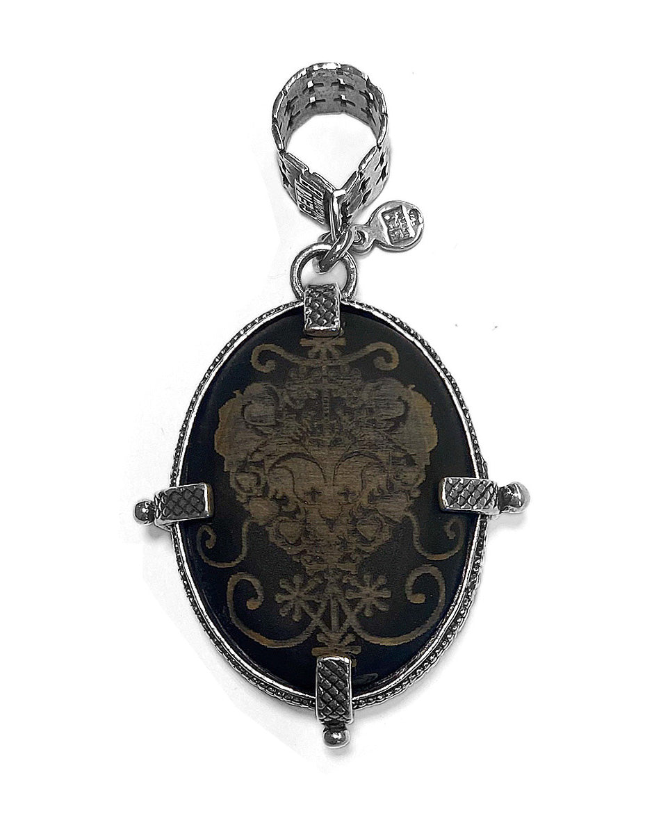 Gem Kingdom Anhänger Doppelseitig Herz-Gravur Horn Bohemian Kristallglas 925 Sterling Silber