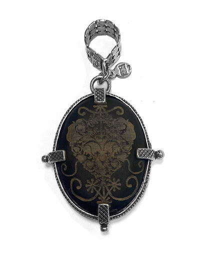Gem Kingdom Anhänger Doppelseitig Herz-Gravur Horn Bohemian Kristallglas 925 Sterling Silber