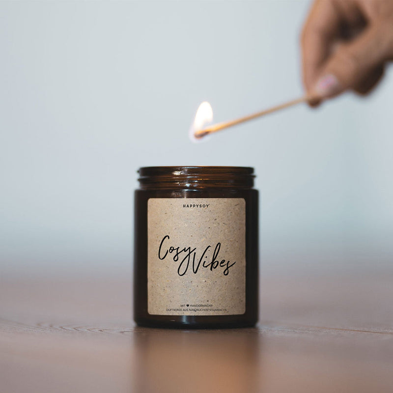 Happysoy Duftkerze Nachhaltig Vegan Spruchkerze Cozy Vibes 3