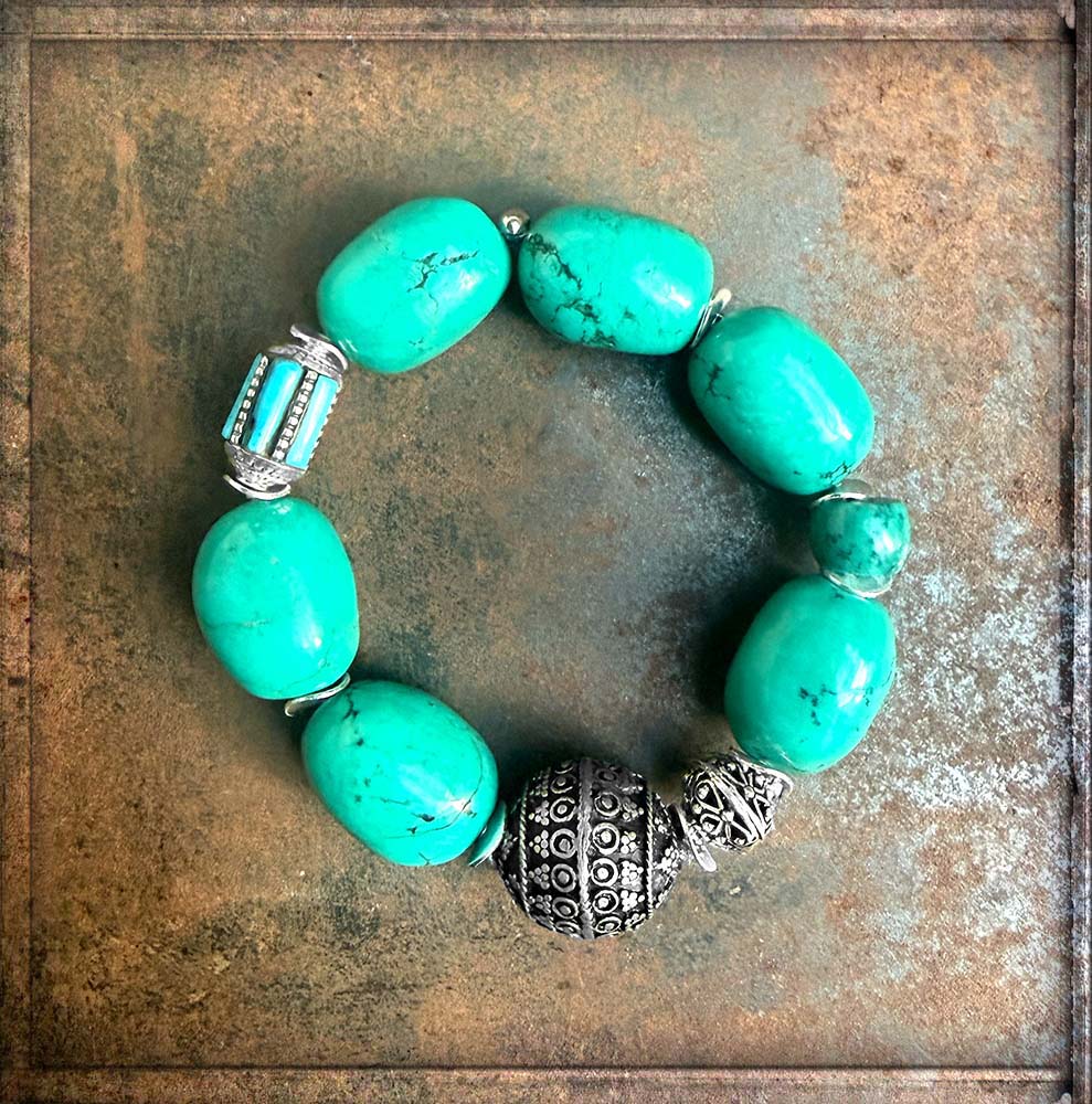 Armband Ethno | Howlith Türkis | 925 Silber