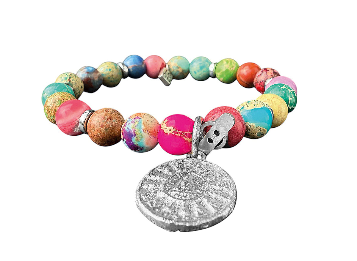 ICON Design Living Armband Buddha-Anmulett Shanti Jaspis Multicolor Dehnbar