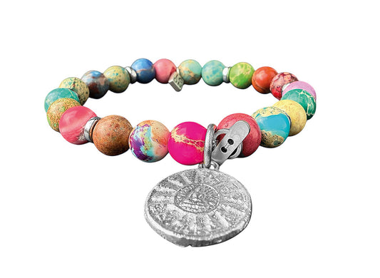 ICON Design Living Armband Buddha-Anmulett Shanti Jaspis Multicolor Dehnbar