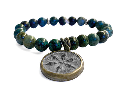 ICON Design Living Armband Buddha-Amulett Afrikanischer Türkis 8 mm Dehnbar