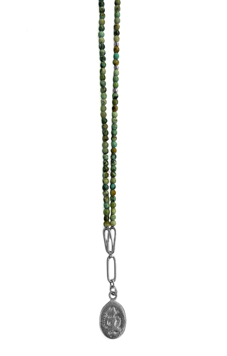 ICON Design Living Kette Buddha-Amulett Afrikanischer Türkis 3 mm 90 cm

