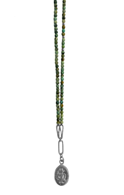ICON Design Living Kette Buddha-Amulett Afrikanischer Türkis 3 mm 90 cm
