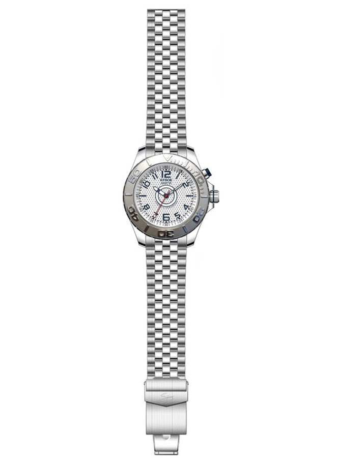 KYBOE XXL Uhr The Gunfire Silver 55 mm Edelstahlarmband Silber Zifferblatt Weiß 10 ATM Detail