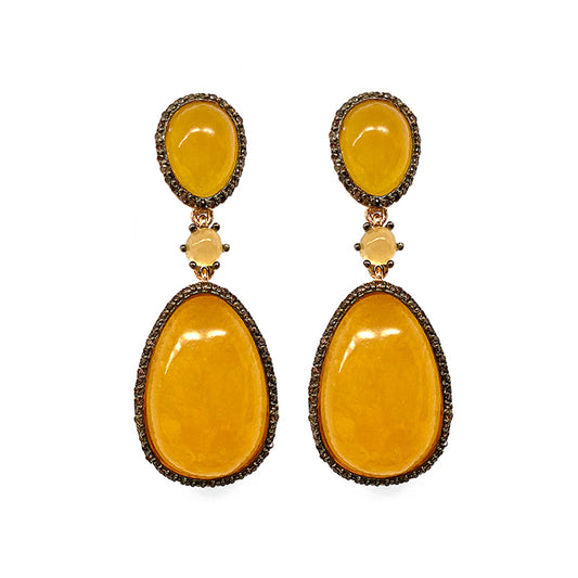 Ultima Edizione | Ohrringe Natural Stones Oval | Orangen-Calcit
