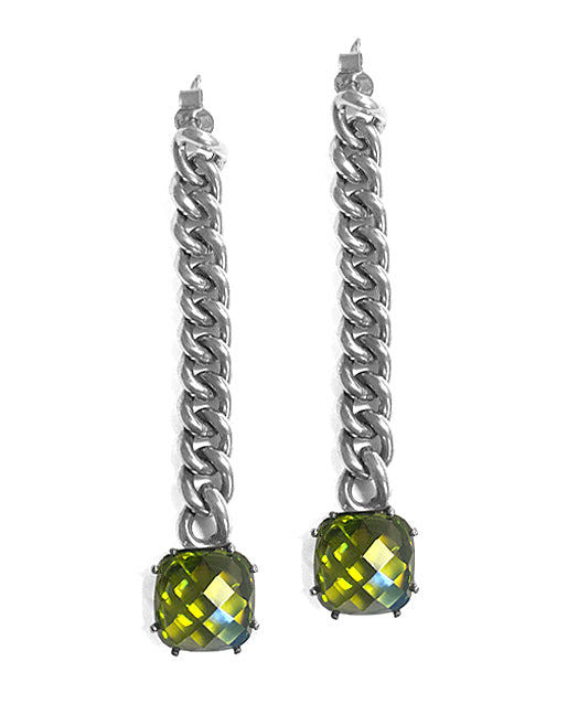 Ultima Edizione | Ohrringe Chain Oliv Stone