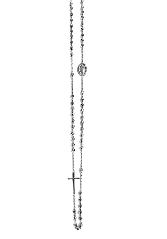 Ultima Edizione Rosenkranz-Kette Madonna Kreuz 925 Sterling Silber Rhodiniert 