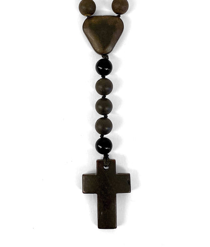 Bernsteinkette Rosenkranz Rohbernstein Onyx Dunkel Unisex Unikat Detail