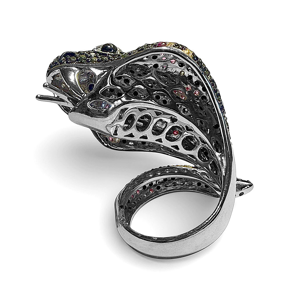 Schlangenring Statement Multicolor Zirkonia Pavé Sterling Silber Detail 4