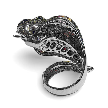 Schlangenring Statement Multicolor Zirkonia Pavé Sterling Silber Detail 4