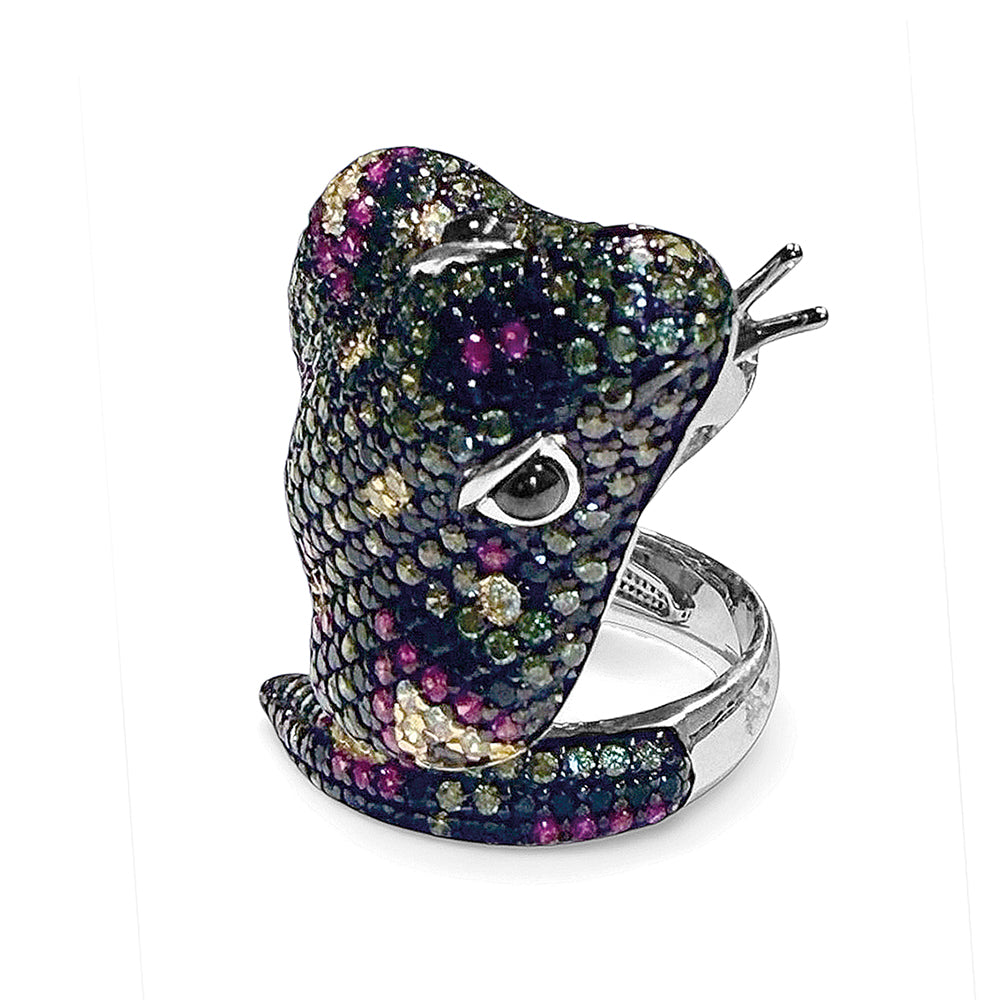 Schlangenring Statement Multicolor Zirkonia Pavé Sterling Silber Detail 2