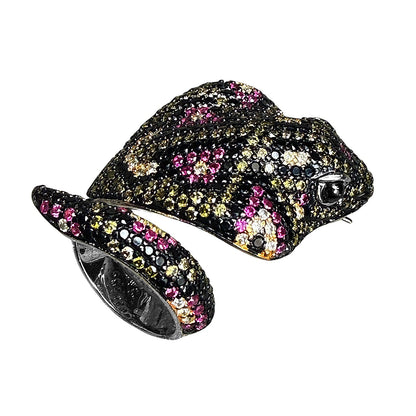 Schlangenring Statement Multicolor Zirkonia Pavé Sterling Silber Detail 1