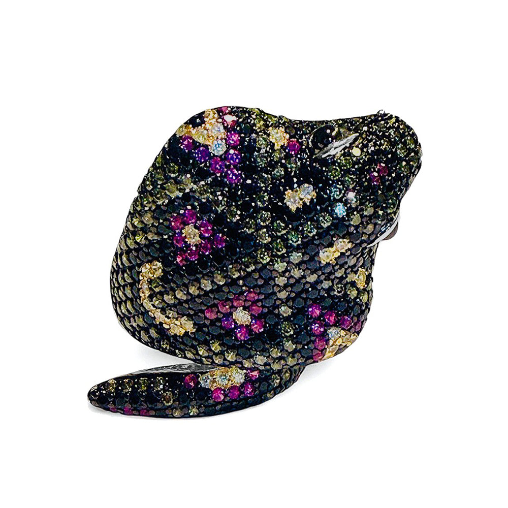 Schlangenring Statement Multicolor Zirkonia Pavé Sterling Silber