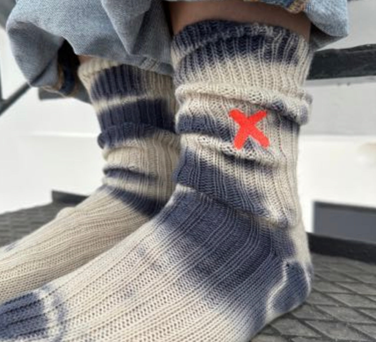 Batiksocken Unio Khaki Beige X-Patch Orange Merinowolle Unisex