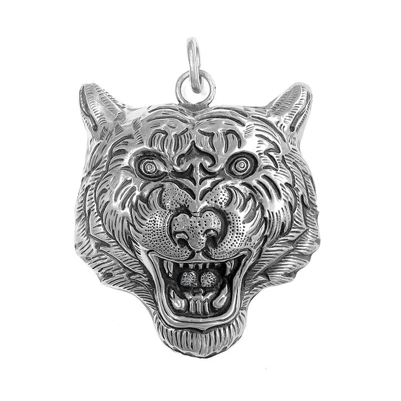 Anhänger Tigerkopf Lotusblüte 925 Sterling Silber