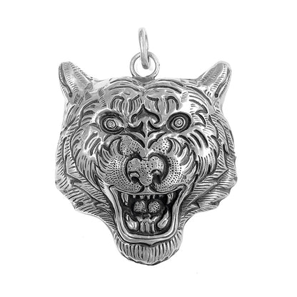 Anhänger Tigerkopf Lotusblüte 925 Sterling Silber