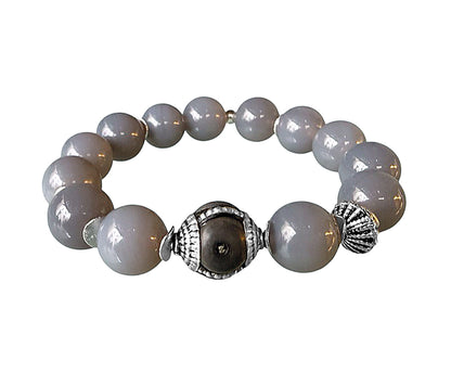 Armband Ethno Boho Achatperlen Grau Hornperle Sterling Silber Dehnbar Schmuck Reichenberger

